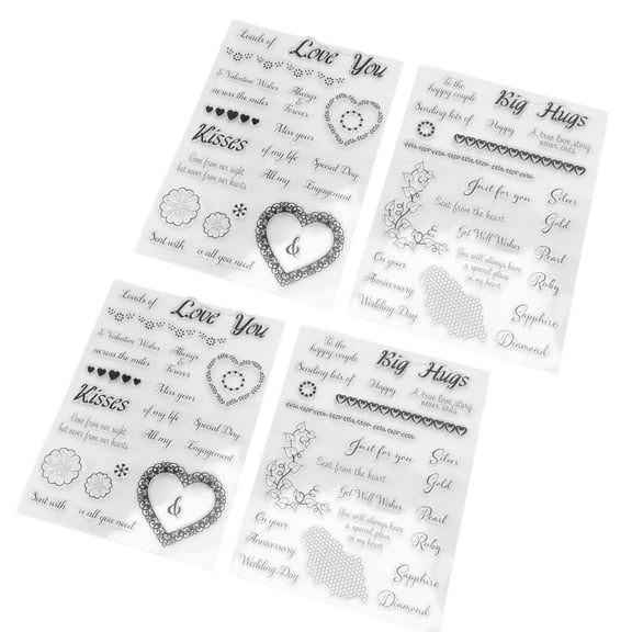 NFTIGB 4Pcs Clear Stamp Romantic Style Safe Reusable TPR Transparent Stamps for Cards Envelope Making 8.66 inches / 22 cm