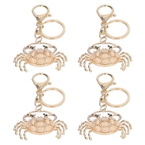NFTIGB 4Pcs Cute Crab Keychain Metal Keyring with Rhinestone Purse Buckle Pendant Car Key Chain for Women Girls Handbags Accessories, 5.9 inches / 15 cm