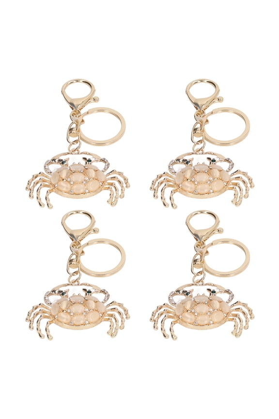 4Pcs Cute Crab Keychain Metal Keyring with Rhinestone Purse Buckle Pendant Car Key Chain for Women Girls Handbags Accessories, 5.9 inches / 15 cm
