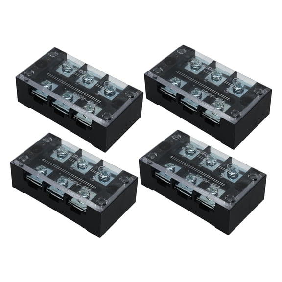 NFTIGB 4Pcs Dual Row Terminal Strip Block, Fixed Large Current Barrier Strip for Wiring, 600V 45A 3 Position (4503), 1.5 inches / 38 mm Width