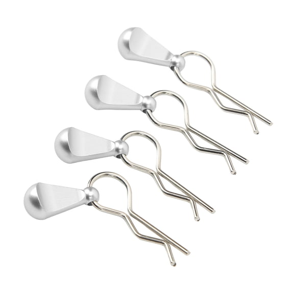 NFTIGB 4Pcs Metal RC Car Body Clips with Pull Tabs for 1/8 1/10 Remote Control Car Upgrade Parts Silver, 1.3 inches / 34 mm