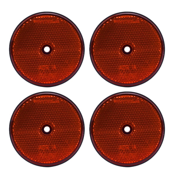 NFTIGB 4Pcs Safety Reflectors Red Round 72mm / 2.83 inches Dia Reflective Warning Sign Kit with Mounting Screws Universal Fit for Mailboxes Driveway Tunnels Posts Cars Trailers Yellow Truck Safety