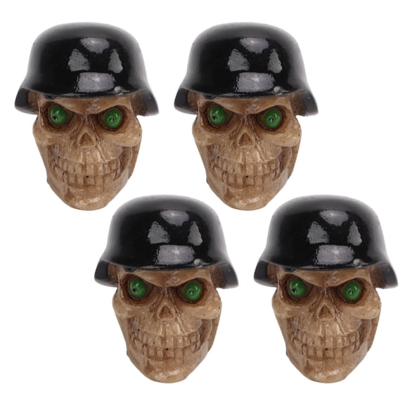 NFTIGB 4Pcs/Set Helmet Skull Type Tire Valve Stem Caps with Rubber Ring Universal for Cars Bikes SUVs Trucks Bicycle Motorcycle, Black, 2.36 inches / 6 cm