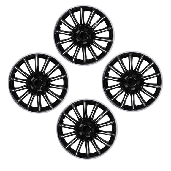 NFTIGB 4Pcs Wheels Rim Cover 13 Inches / 33 cm Black White Sturdy Strong Protection Stylish Hubcap Wheel Covers Replacement For Most Cars Trucks Vans Focus Megane Clio