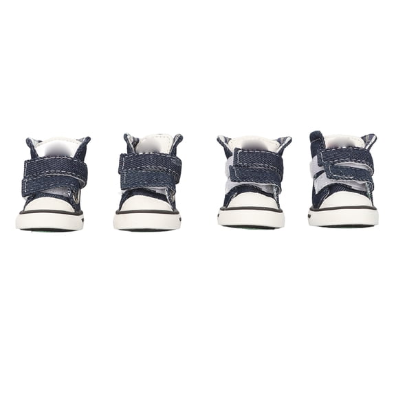 NFTIGB 4pcs Canvas Puppy Shoes Stylish Cute Slip Resistance Breathable Pet Paw Protector for Small Dogs M Blue