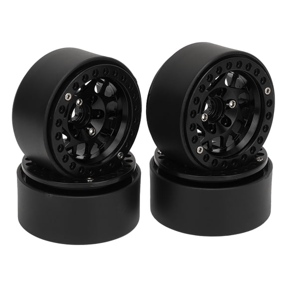 NFTIGB 4pcs RC Crawler Rims Universal Aluminum Alloy 1.9in / 48.26mm Beadlock Wheel Rims for SCX10 SCX10 II Black[cite: 1]