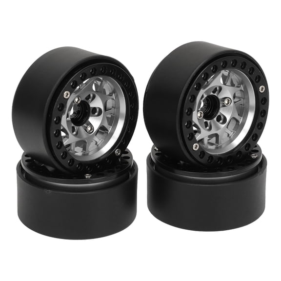 NFTIGB 4pcs RC Crawler Rims Universal Aluminum Alloy 1.9in / 48.26mm Beadlock Wheel Rims for SCX10 SCX10 II Silver[cite: 1]