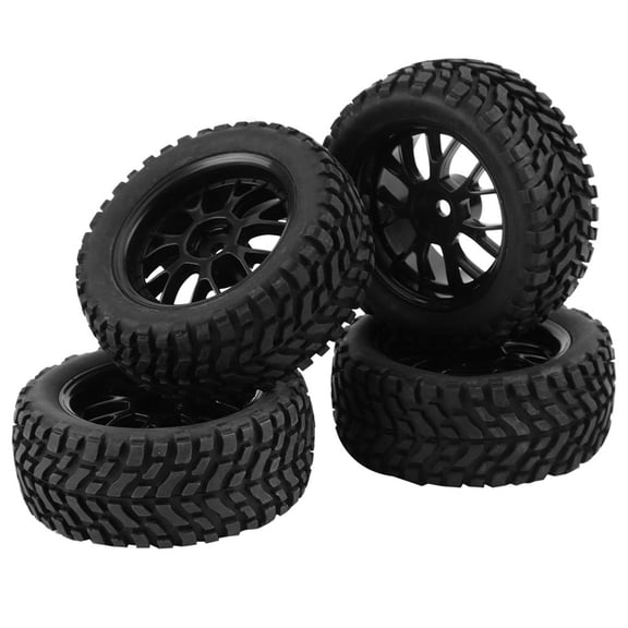 NFTIGB 4pcs Set Racing Off-Road Car Tires Rubber Tyre Wheel Rim for 1/10 RC Vehicle Replacement Part Black High Grip Upgrade Parts For Remote Control Cars