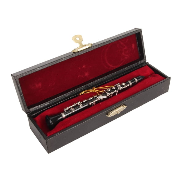 NFTIGB 5.12 in / 13 cm Mini Clarinet Model Simulated Miniature Musical Instrument Dollhouse Decoration Desktop Ornament with Storage Box