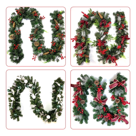 NFTIGB 5.9ft Artificial Christmas Garland, Red Berries & Vibrant Xmas Ball Holiday Decor for Stairs Railing Fireplace Front Porch Door Window Indoor Outdoor, 70.87 inches / 1.8m