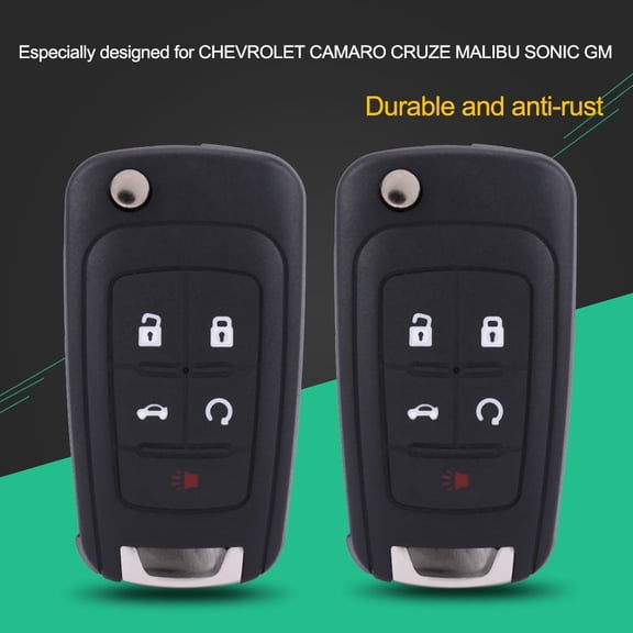NFTIGB 5 Button Entry Car Remote Control Key Fob Chip Key for CHEVROLET CAMARO CRUZE MALIBU SONIC GM Black Plastic Replacement Fob (2.5 inches / 6.3 cm)