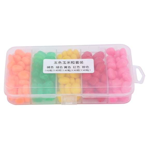 NFTIGB 5 Colors Soft Corn Kernels Set Fishing Artificial Corn Niblet Baits Fishing Accessories, Floating Simulation Lures for Freshwater Carp and Panfish, Value Pack, 200 Pieces (5.51 inches / 14 cm)