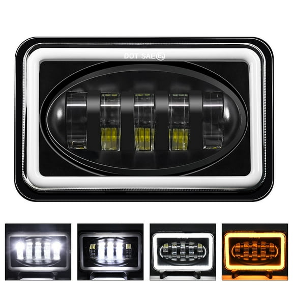NFTIGB 5 Inch 4x6 Rectangle Car LED Headlight High/Low Beam Turn Signal DRL Replacement H4