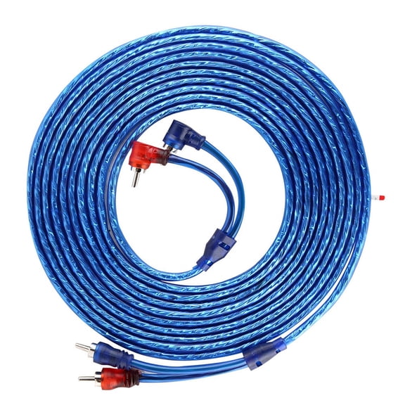 NFTIGB 5 Meter AUTO Car Blue Transparent RCA Audio Interconnect Cable Ultra Flexible High Purity Anaerobic Copper Wire Core For Better Purity Signal 16.4 ft