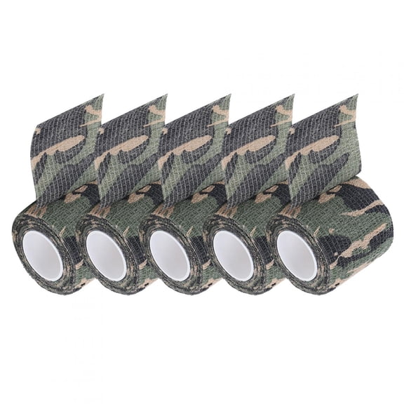 NFTIGB 5 Pcs Self-Adhesive Non-Woven Outdoor Stretch Hunting Camouflage Tape, Woodland Camo Gear Wrap for Rifles Bows Cameras, No Residue, Unisex (177.2 inches / 450 cm Length)