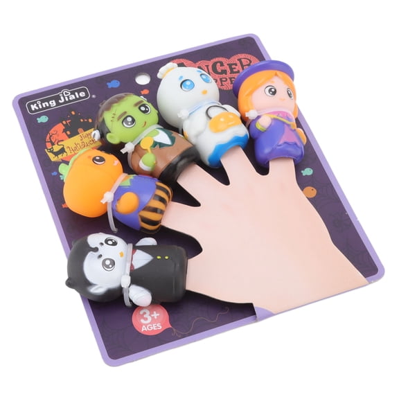 NFTIGB 5 Pieces Halloween Finger Puppets Toys for Kids, Cute Cartoon Vinyl Finger Puppets Set for Children Pretend Play, Halloween Party Favors, Educational Storytelling, and School Rewards