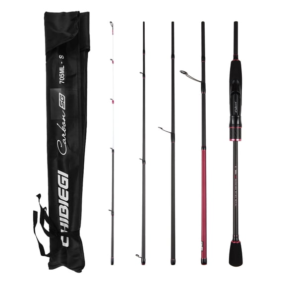 NFTIGB 5 Sections Fishing Pole Ultralight Spinning Travel Rod Carbon Fiber with Storage Bag, Medium Light Power, Moderate Fast Action, Portable Gear for Freshwater and Saltwater Fishing, 7ft / 2.13m