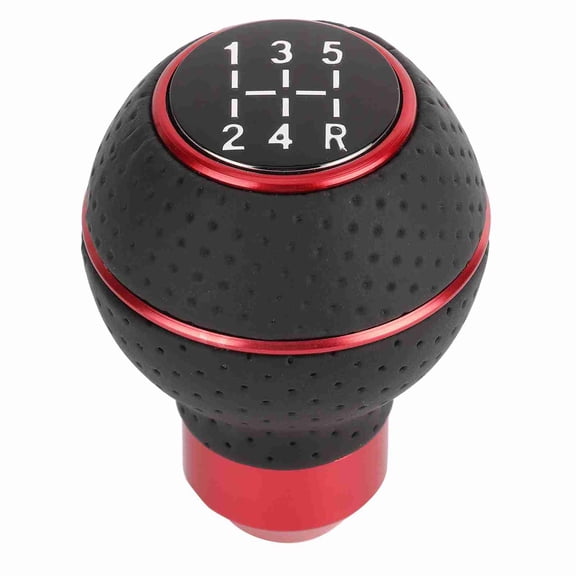 NFTIGB 5 Speed Gear Shift Knob Stick Aluminum Alloy Artificial Leather Manual Transmission Automotive Replacement Accessory Universal Fit 2.17 in / 55 mm Red