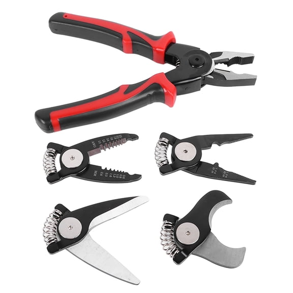 NFTIGB 5 in 1 Interchangeable Multifunctional Pliers Set for Wire Cutting Stripping and Crimping Steel Hand Tool Kit