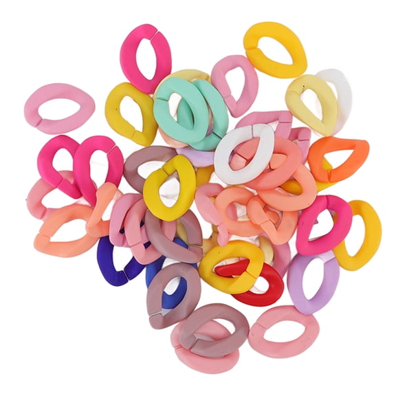 NFTIGB 50 Pcs Detachable Acrylic Open Chain Link for DIY Jewelry Making, Solid Mixed Color Buckle Decoration Crafts Accessories (3.54 inches / 9 cm)