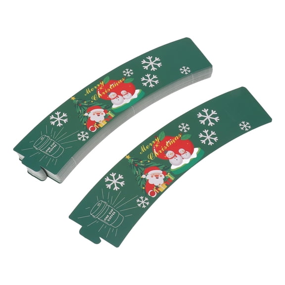 NFTIGB 50PCS Coffee Cup Sleeves Disposable Paper Hot Drink Holder for Halloween Christmas Cold Beverage Green, 10.8 inches / 27.5 cm, Adjustable Insulation Jacket for Cafes and Home Use