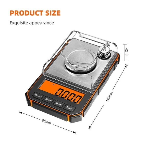 NFTIGB 50g Digital Milligram Scale 0.001g High Precision LCD Jewelry Scale Pocket Electronic Balance Lab Weight Scale for Gold Powder Gems, Includes Tweezers and Calibration Weight, Orange