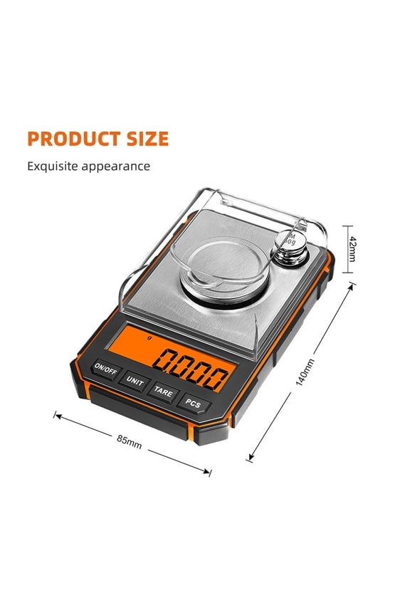 50g Digital Milligram Scale 0.001g High Precision LCD Jewelry Scale Pocket Electronic Balance Lab Weight Scale for Gold Powder Gems, Includes Tweezers and Calibration Weight, Orange