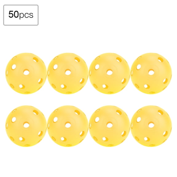 NFTIGB 50pcs Solid Color Hollow Air Flow Golf Practice Balls, Indoor Golf Balls for Children and Adults, Lightweight PE Material (Yellow, 12.60 inches / 32 cm Pack)