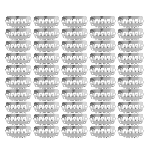 NFTIGB 50pcs Wig Clips U Shape Snap Hair Clips Metal Wig Clips with Soft Silicone 6 Teeth Stainless Steel Hair Extension Accessories, Silver, 1.1 inches / 2.8 cm