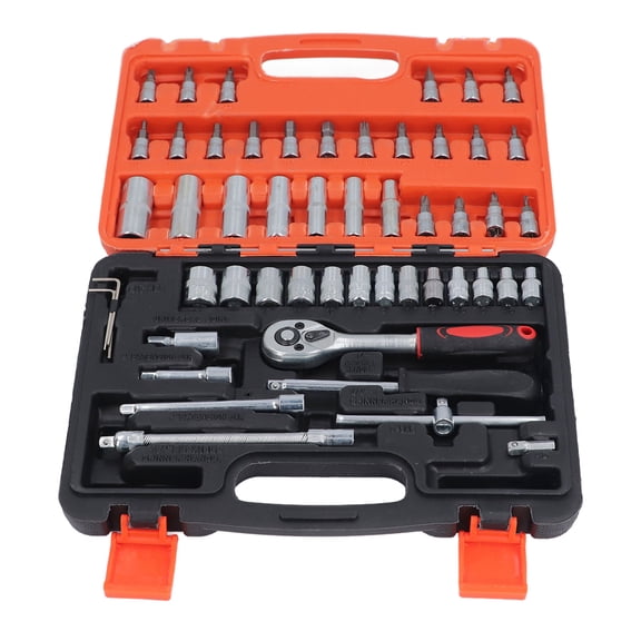 NFTIGB 53 Pieces 1/4 Inch Drive Socket Set Ratchet Wrench Extension Bars Combination Tool