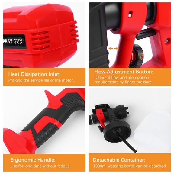 NFTIGB 550W Electric Paint Sprayer with 800ml High Capacity Container, Adjustable Flow HVLP Handheld Spray Gun for Home Interior and Exterior Walls, Wood Furniture, Fences, and Automotive 110V US