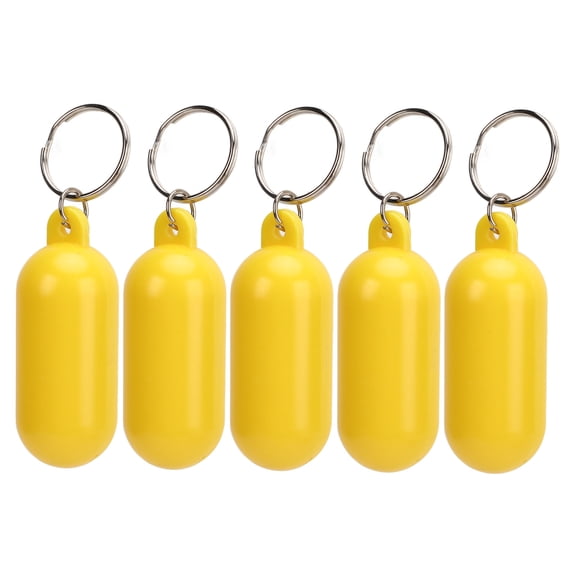 NFTIGB 5Pcs Plastic Floating Keychain Key Ring Pill Shape for Boating Fishing Kayak Surfing Sailing Outdoor Sports Accessories Yellow (4.72 inches / 12 cm)