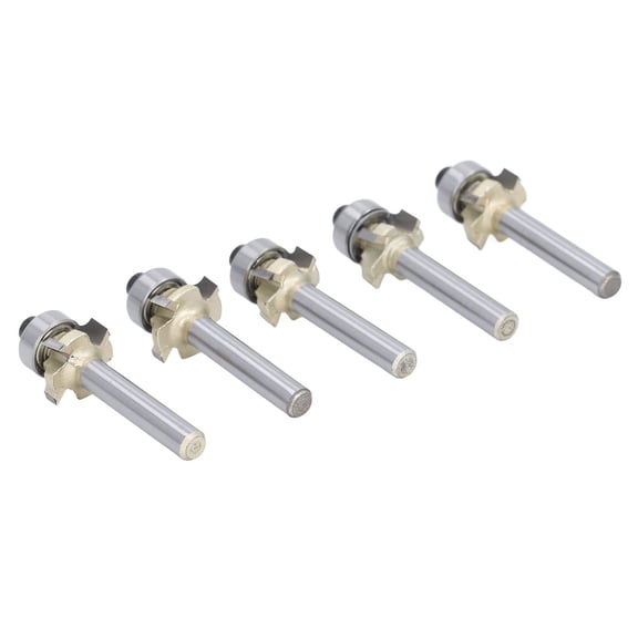 NFTIGB 5Pcs Round Over Bit Set 1/4 Shank 4 Flute Corner Edging Router Bits Woodworking Chamfering Tools (1/4 in / 0.635 cm)