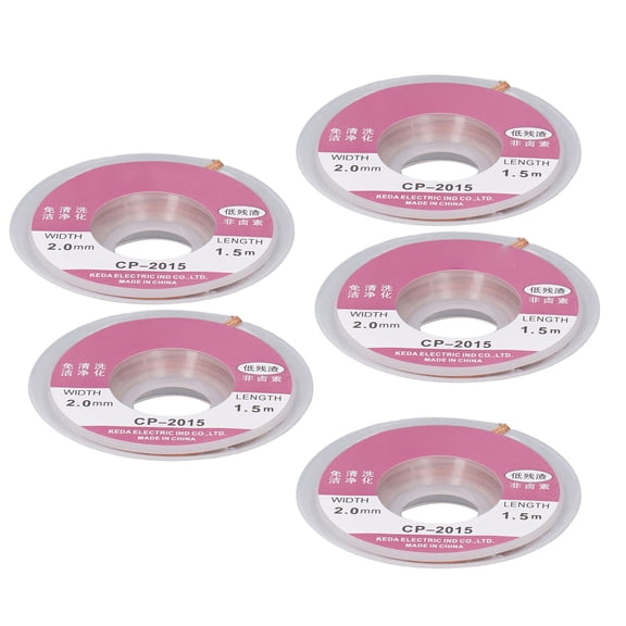 NFTIGB 5Pcs Tin Solder Wick Low Residue Fast Absorption Great Thermal Response Tin Welding Wick for PCB Desoldering Braid Cable Repair Tool