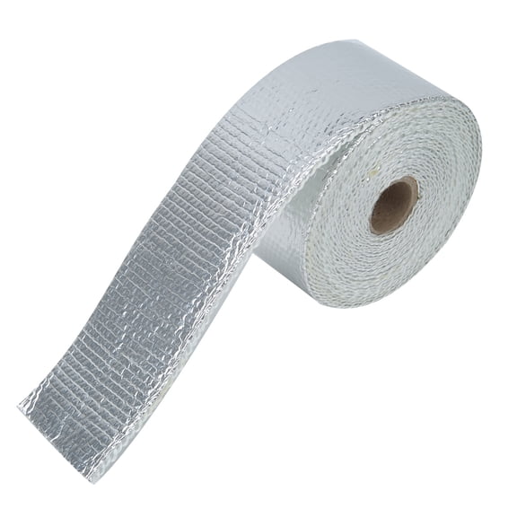 NFTIGB 5m / 196.9 in Silver Car Heat Insulation Exhaust Header Pipe Wrap Cloth with Strap Auto Accessories