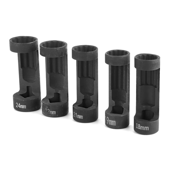 NFTIGB 5pcs 12 Point 1/2 Drive Strut Nut Socket Set 18mm 19mm 21mm 22mm 24mm for Hex Wrench 6496 Suspension Strut Tool