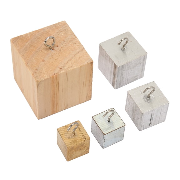 NFTIGB 5pcs Density Cubes Set Copper Iron Aluminum Solid Wood Density Blocks (Same Volume, Different Mass) for Physical Science Experiment & STEM Education Tool Kits - 2.36 inches / 6 cm Cubes