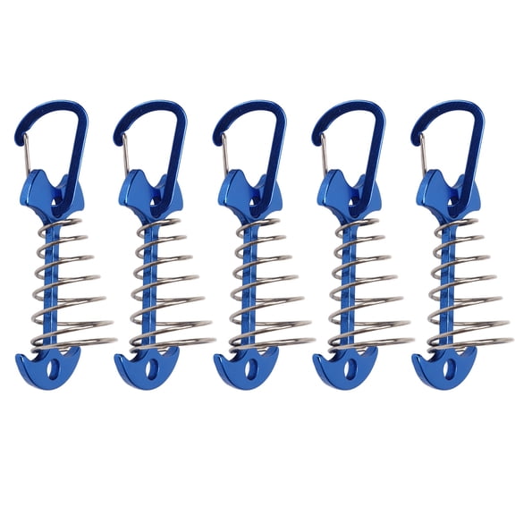 NFTIGB 5pcs Fishbone Tent Stakes Large Deck Boards Camping Tent Fixing Nails with Spring Buckle Adjustable Wind Rope Anchor Blue for Outdoor Backpacking (3.0 inches / 7.7 cm)