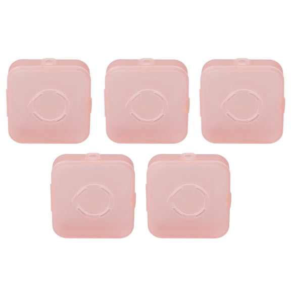 NFTIGB 5pcs Transparent Pink Makeup Puff Storage Case Portable Dustproof Breathable Powder Puff Container Holder, 5.51 inches / 14 cm