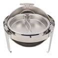 thumbnail image 1 of NFTIGB 6.3 Quart Stainless Steel Chafing Dish Buffet Set with 2 Compartment Food Tray Visible Glass Lid Round Catering Warmer (6L / 18.5 inches), 1 of 9