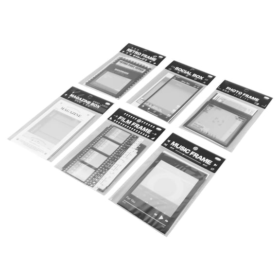 NFTIGB 6 Bags Scrapbook Frames Retro Assorted Styles Durable PET Photo Frame Stickers for DIY Craft Decoration, Total 90 Sheets Removable Decals for Journaling, Albums, Planners (8.27 in / 21 cm)