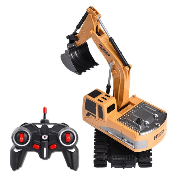 NFTIGB 6 Channel RC Excavator Truck 1/24 Scale Remote Control Construction Vehicle Alloy Tractor Toy (9.84 inches / 25 cm)