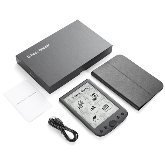 NFTIGB 6" E-Book Reader Eye-Friendly E-Ink Screen Portable Audio Video PDF Reader Built-in Speaker, Black (4GB)