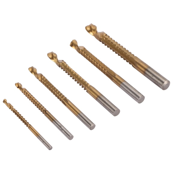 NFTIGB 6 Pcs Spiral Saw Drill Bit Set 3-8mm HSS Serrated Side Cutting Bits for Wood Metal Plastic, 6 Pieces (3mm / 0.12 in to 8mm / 0.31 in)