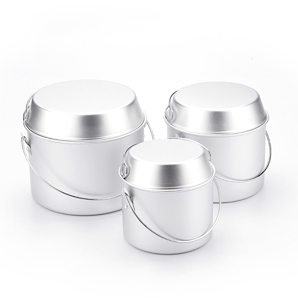 NFTIGB 6 Piece Outdoor Camping Pot and Pan Set Aluminum Lightweight Hanging Cookware with Folding Handles Frying Pans For Backpacking Hiking Picnic Traveling (8.27 inches / 21 cm)