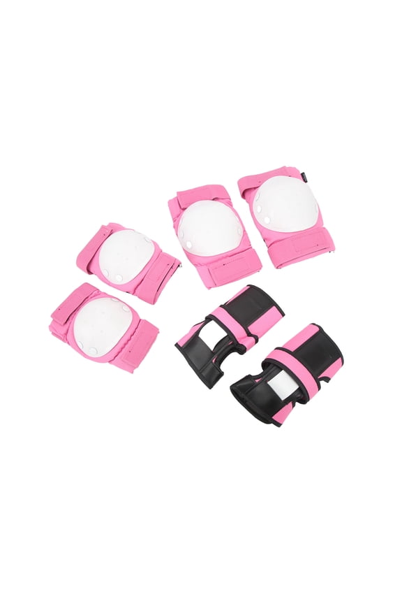6 Pieces Adult Cycling Knee Pads Protective Gear Kit with Elbow and Palm Guards, Breathable Shockproof PP Shell for Skating and Biking, Pink, Size L, Includes Mesh Storage Bag