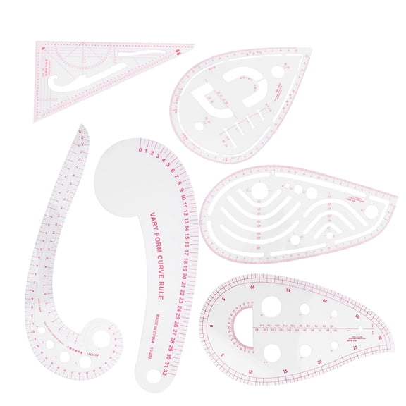 NFTIGB 6 Pieces Multifunctional Clothing Ruler Sewing Tool Set Lightweight Plastic Tailor Tools for Pattern Making and Dressmaking