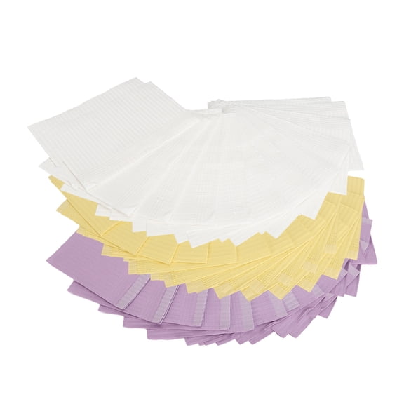 NFTIGB 60 Pcs Disposable Nail Art Table Towels, Soft Waterproof & Oil Proof Table Mat for Manicure, Pedicure, and Salon Use, Premium Purple Yellow White Desk Cover Protector, 17.32 inches / 44 cm
