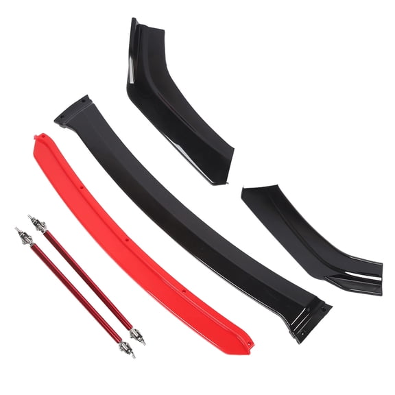 NFTIGB 66.9 Inches / 170 cm Universal Front Bumper Lip Splitter Spoiler 4-Piece Kit Black ABS Material With Adjustable Support Bars For 1 Series E90 A3 A6 W117 Cars
