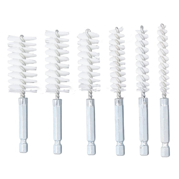 NFTIGB 6PCS Bore Brush 4in Rust Proof Twisted Wire Cleaning Brush with 1/4in Hex Shank for Electric Drill Impact Driver White Nylon Multi-Purpose Cleaning Tool